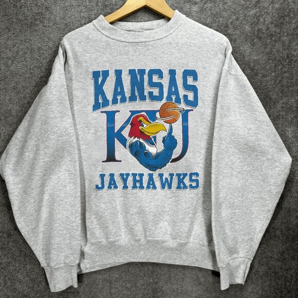 Vintage Kansas Jayhawks Basketball Sweatshirt, KU University of Kansas Shirt Tee - Picture 1 of 2